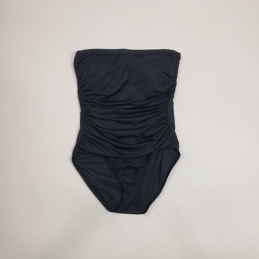 Tommy Bahama Pearl Shirred Bandeau One Piece Convertible Halter Black Women's 8 - Picture 14 of 16